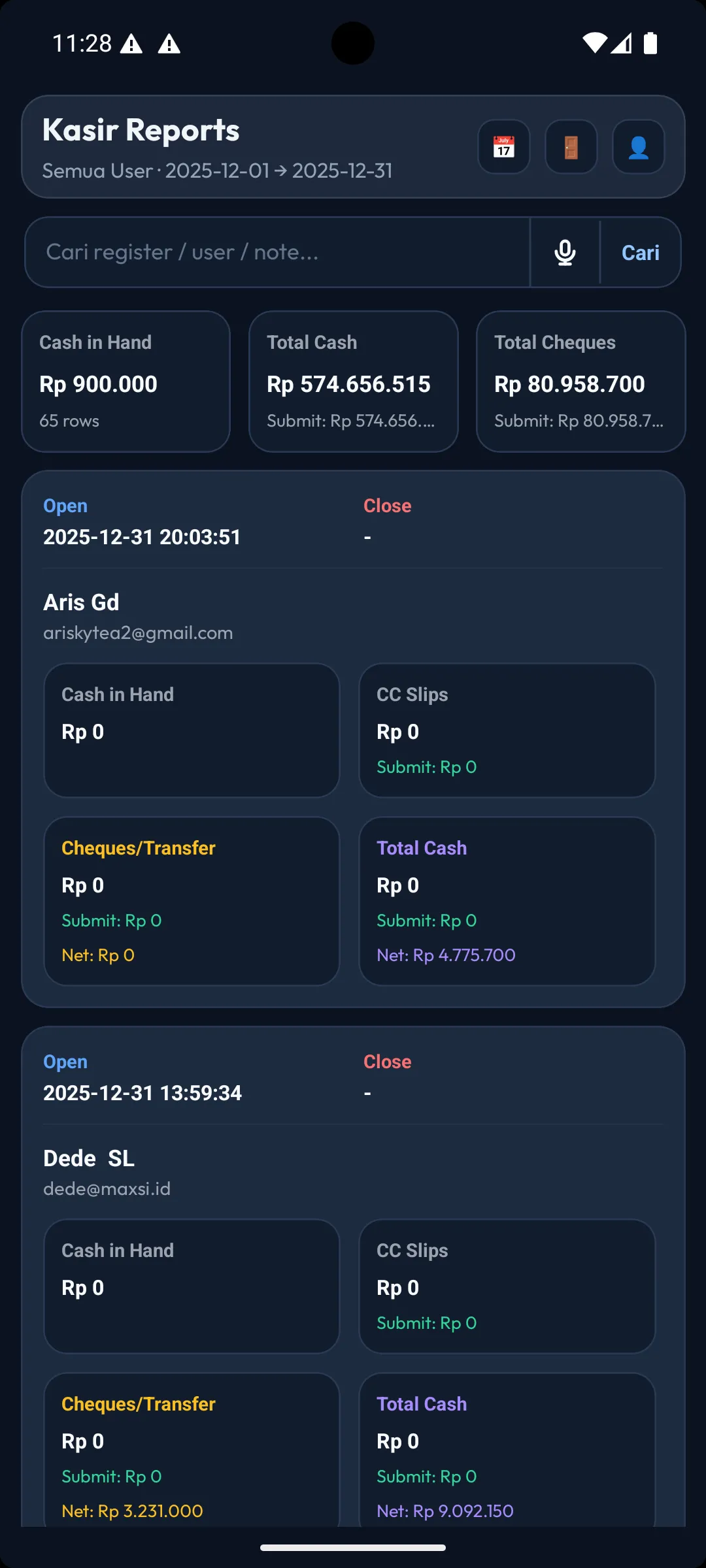 1 laporan kasir dark