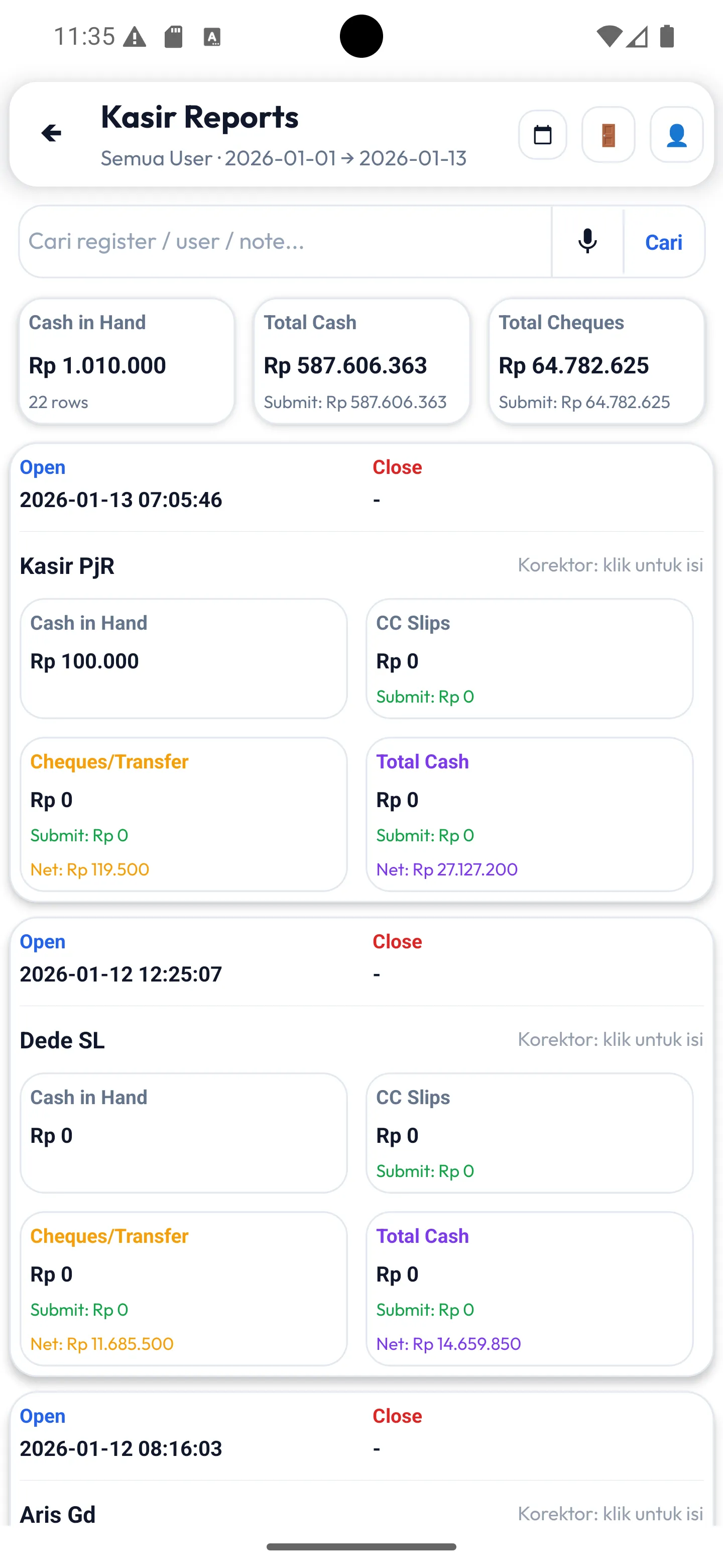 1 laporan kasir light