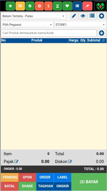 Interface POS Kasir