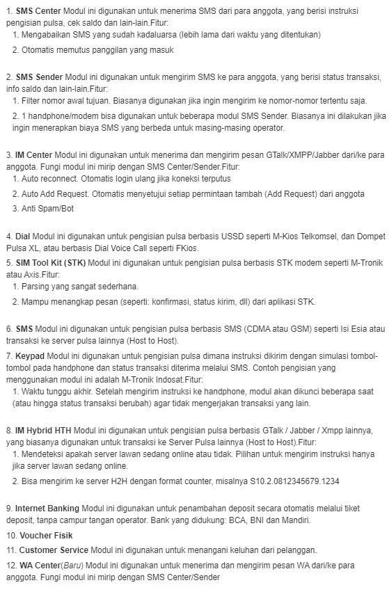 Fitur Paket Server Pulsa Lengkap