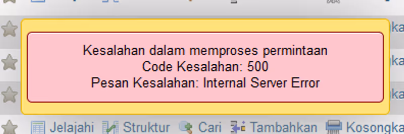 PhpMyAdmin Internal Server Error Code Kesalahan: 500