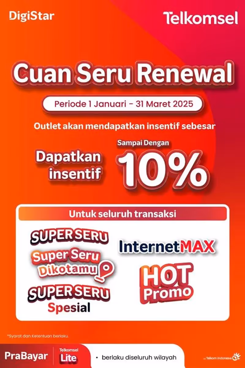 Cuan Seru Renewal Telkomsel, Dapatkan Insentif Hingga 10%!