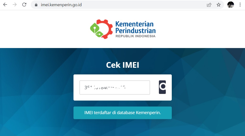 IMEI terdaftar di database Kemenperin 2022