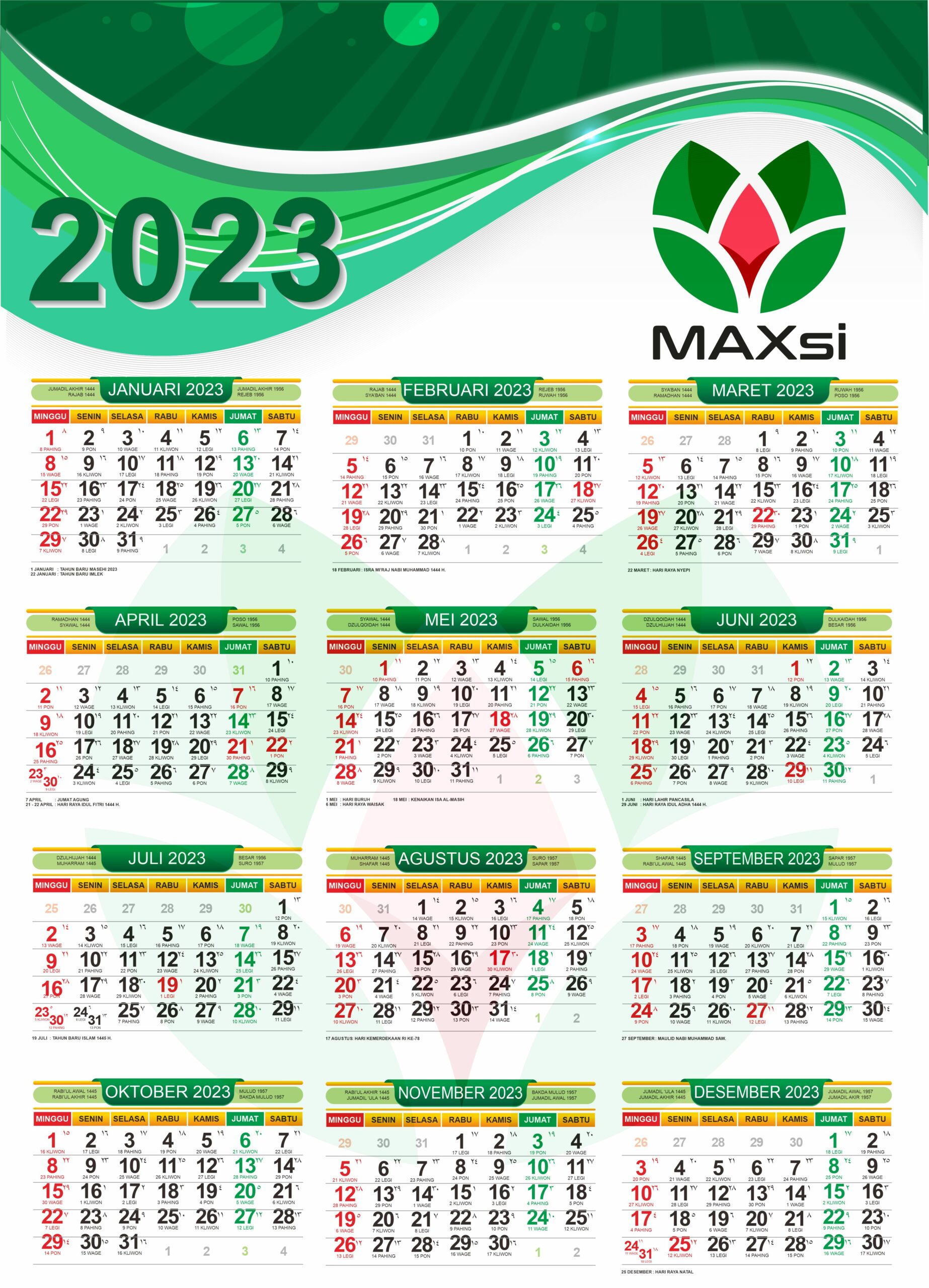 Kalender 2023 lengkap Dengan Hijriyah Dan Jawa