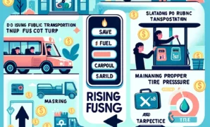 Infografis menghemat bahan bakar dan biaya transportasi.